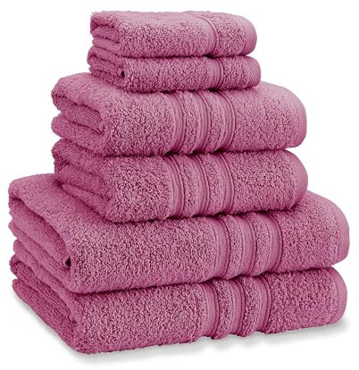 Catherine Lansfield Zero Twist Soft & Absorbent Cotton 6 Piece Towel Set Raspberry