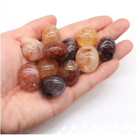 Ciottoli decorativi Decorazione dell'acquario con pietre minerali curative burattate in cristallo naturale con fiori rossi (Size : 1000g)