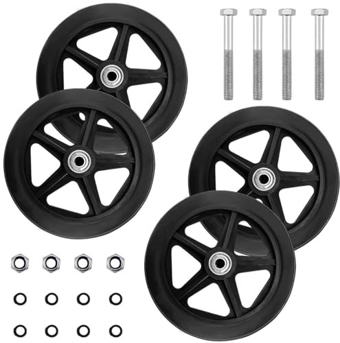 ZJIVQO 4 Stück 150mm Solide Ersatzräder,Vorderrad für Rollstuhl, Umweltfreundliches Gummimaterial, Ersatzrad für Rollstuhl, Rollstuhl, Rollator, Rollator, Schubkarre, Ersatzrollen