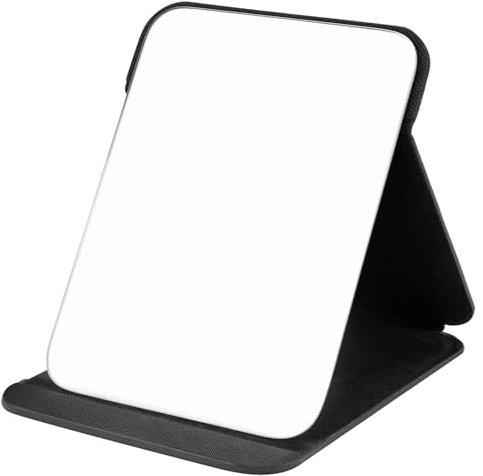 WISYOK Reisespiegel Klappbar, Tischspiegel mit Mehrfach-Standwinkel, Klappspiegel mit Schwarz PU-Leder, Super HD Schminkspiegel, Handspiegel, Kompaktspiegel, Kosmetikspiegel, Spiegel Klein - 21x15cm