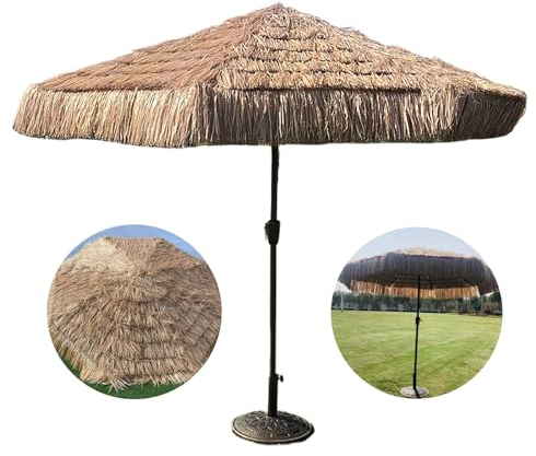 Sonnenschirme Balkon Groß Windfest Simulation Gras Sonnenschirm Strand Sonnenschirme Geeignet für Gärten Höfe Hotels Malerische Orte(Color:Natural B)