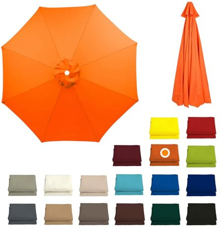 300CM Sonnenschirm Ersatzbezug 8 Rippen 230CM 270CM Rund Ersatztuch Terrassenschirm Sonnenschirm Bespannung Ampelschirm Bezug Wasserdicht Ersatz Baldachin Für Balkon, Garten, Pool Und Strand(Orange,23