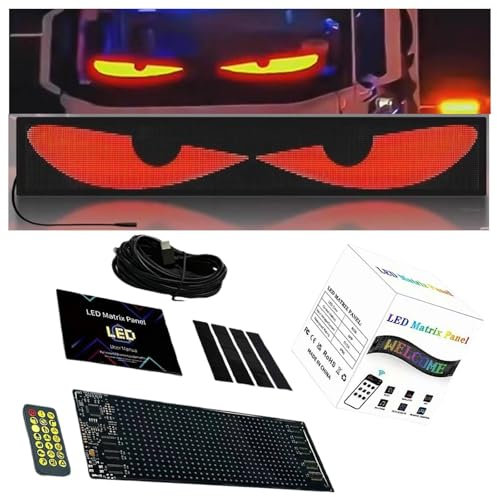 Lampe oculaire colorée à LED souple pour fenêtre de voiture, lumière dynamique yeux de diable pour voitures, écran LED doux pour camion, couleur RVB programmable avec contrôle par application (9 x 37