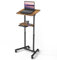 ETHU Mobile Standing Desk Height Adjustable Laptop Table, Multi-Purpose Podium with Storage Tray,Cup Holder & Wheels,Ergonomic Top Platform Tilt Sit Stand Desk for School, Office, Home