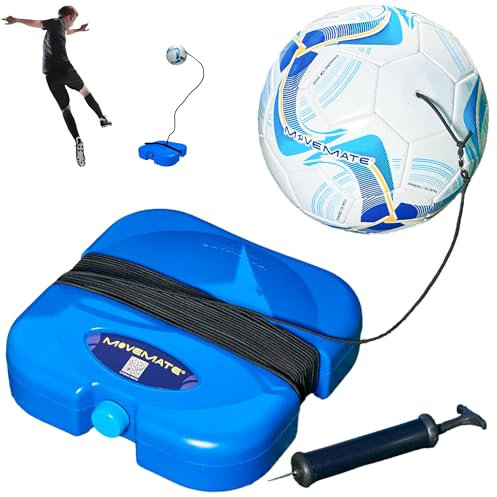 MOVEMATE® Fußball-Training Set inkl. Fußball mit Schnur | Beliebtes Fußball Geschenk für Jungen | Innovatives Trainingsgerät für Draußen, im Garten, auf dem Fußballplatz (Für Erwachsene (420g Ball)
