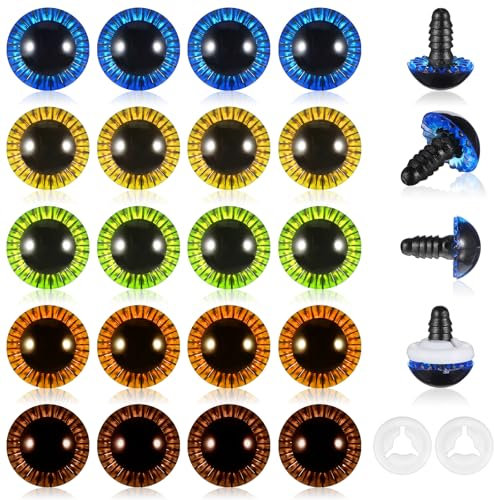 20 Stück 15mm Farbige Sicherheitsaugen Mit Unterlegscheiben Für Amigurumi Plastikaugen Häkelbrillen Nasen Und Knöpfe Häkelzubehör Für Diy Herstellung Von Bärenhandwerk Spielzeugpuppenhandwerk