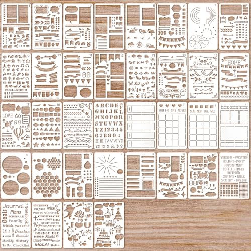36 Stück Tagebuch Schablonen Journal Stencils Set 7.1 X 4.1 Zoll Malschablonen Wiederverwendbare Journal Zubehör Zeichenschablonen Kinder Für Journaling Diy Scrapbooking (2)