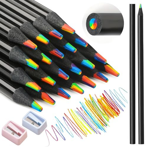 UZSUZZ Regenbogenstift 24 Stück, Buntstifte Kinder 7 In 1 Regenbogen Buntstifte, Jumbo Buntstifte Für Erwachsene Und Kinder Buntstifte Stifte Kinder Für Zeichnen, Färben, Mitgebsel Kindergeburtstag