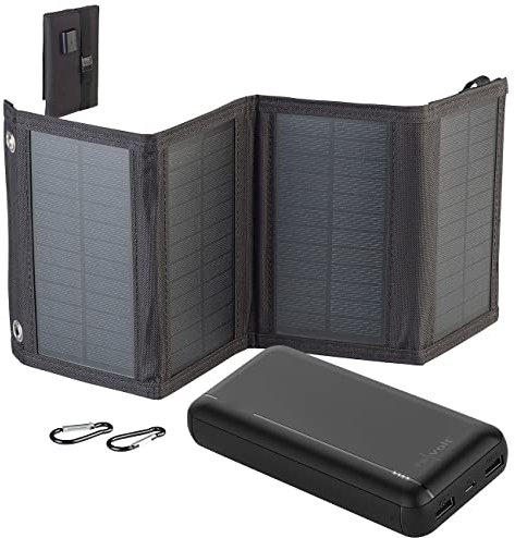 revolt Solar Powerbanks: USB-Powerbank mit 10-Watt-Falt-Solarpanel, 20.000 mAh, USB-C (Handy, Mobile Solar, Powerstation)