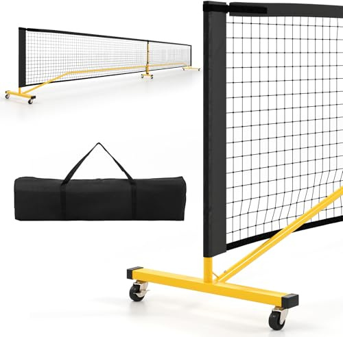 COSTWAY Rete Pickleball Portatile 6,7 m con Ruote e Telaio in Metallo
