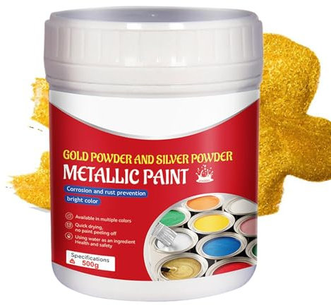 Acrylfarbe Gold, Goldfarbe Effektlack Metalleffekt Lack Innen & Außen Für, Metall Bilderrahmen Gold- Effekt Wie Blattgold, Goldfolienfarbe, Goldene Holzfarbe, 500ml