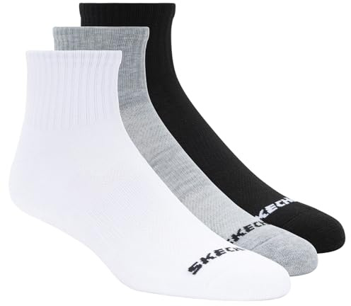 Skechers 3PPK Qtr Crew Socks S114235-BKWG, Unisex socks, White, 43-46 EU