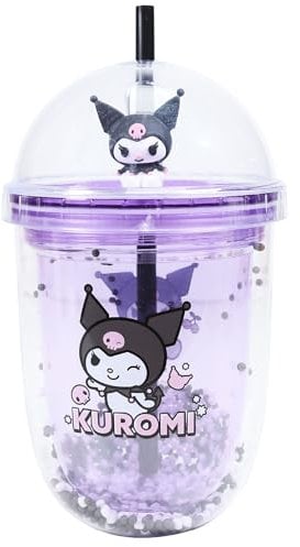 Blue Sky Studios Hello Kitty Bubble Tea Cup, Kawaii Drink Bottle with Straw, Cute Merchandise and Gift - Kuromi