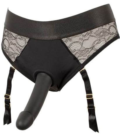 You2Toys your Strap-On - sexy Strap-On mit Netzeinsätzen und Strumpfhaltern, mit super softem Dildo, ideal zur G-Punkt Stimulation, in Schwarz