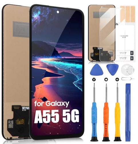 LCD Écran pour Samsung Galaxy A55 5G Incell Ecran pour Samsung A55 5G A556 SM-A556B SM-A556E LCD Display Écran Tactile Digitizer Assembly Réparation Kit (6.6, Noir)