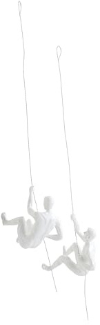 JOTEX Human Climbers Dekorative Figuren, 2er-Set Turner für Wanddeko, Rostbraun - Weiß, 18X21X8 cm