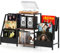 COSTWAY Meuble Disque Vinyle avec Rangement, Support Platine Vinyle avec 3 Étagères, 6 Poches, Cadre en Métal pour Studio, Café, Marron Rustique (Marron Rustique)