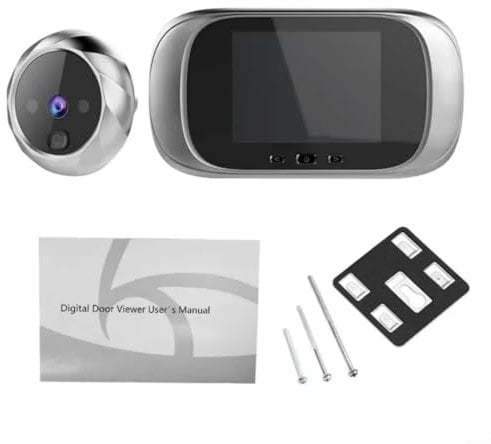 Digital Door Viewer Peephole Camera Doorbell With 2.8 Inch LCD Screen 90 Degree Wide Angle Photo Capture Home Security Monitor (Silver)
