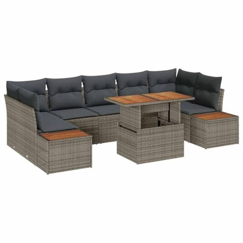 vidaXL Garten-Sofa-Set 8 STK. Grau Poly Rattan