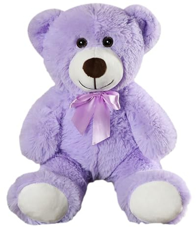 Pink Teddy Bear, Small Soft Plush Toy, Cuddly Companion for Kids Girls, Bedtime Emotional Support, for Birthdays and Nursery Decor, 25cm (C-purple)