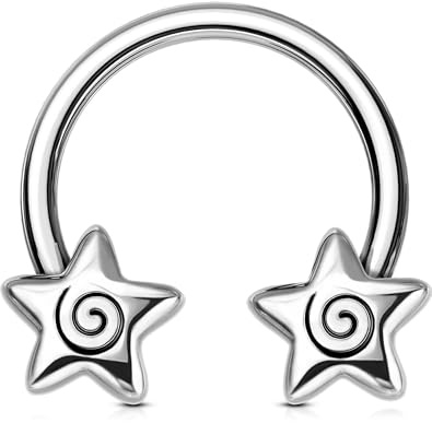 OUFER Stern-Septumring 16g, Daith-Ohrring aus 316L Chirurgenstahl, silberner gotischer Septum-Schmuck, Tragus-Helix-Piercing-Schmuck für Damen, 8 mm