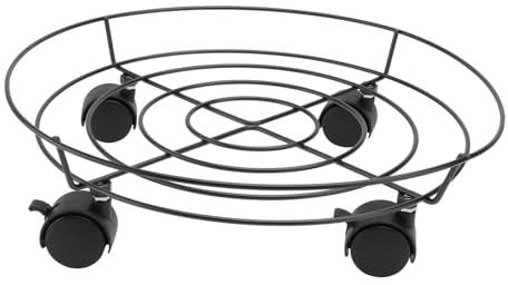 BCOATH Gastank Transporttablett aus Eisen 36cm mit Feststellbaren Universalrollen Pflanzentopf Roller für Garten und Terrasse Robustes Metall Tablett zur Bodenentlastung