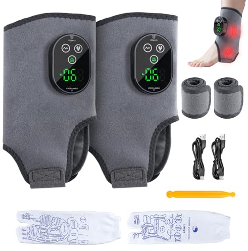 Feelhap Massaggiatore Per Piedi, 2 Massaggiatore Elettrico per Piedi 4 in 1 | Massaggiatore per caviglie senza Fili Circolazione & Allevia Fatica, con 6 Livelli di Calore,3 Modalità di Massaggio e Timer