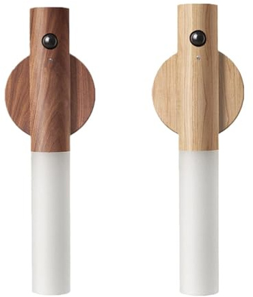Aumotop Wiederaufladbare LED-Sensor-Schrankleuchte, Abnehmbare Handleuchte, Selbstklebendes Nachtlicht für Treppenhaus, Garage, Schrank – Holz/Braun (Braun)