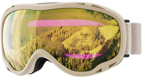 Snowledge Ski Snowboard Goggles with UV400 Protection, Skiing Snowboarding Goggles of Dual Lens with Anti Fog for Men, Women,Helmet Compatible
