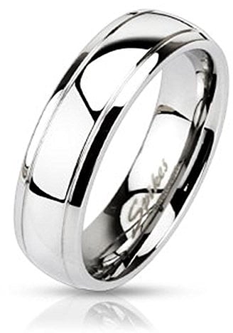 Bungsa 54 (17.2) Ring Edelstahl hochglanzpoliert mit 2 schmalen Aussenringen für Damen und Herren Schmuckring Partnerringe (Ring Damen Fingerring Verlobungsringe Trauringe Damenring Chirurgenstahl)