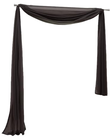 Yujiao Mao Uni Farbe Voile Freihandbogen Schals Querbehang Deko Gardinen Braun BxL 140X300cm