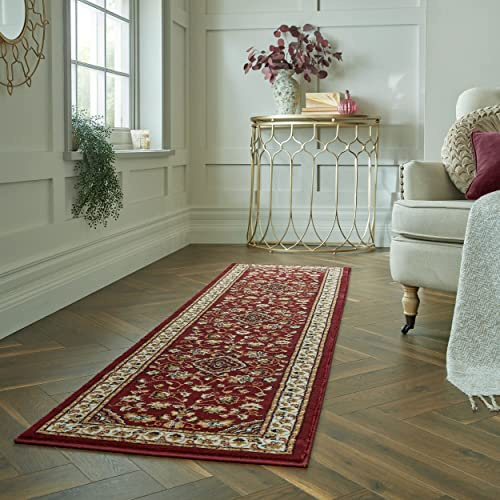 Lord of Rugs Sherborne Quality Traditional Classic Oriental Living Room Bedroom Rug Red Runner 66x230 cm (2'1x7'7)