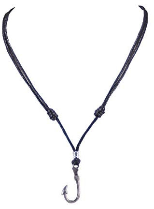 BlueRica Fish Hook on Adjustable Cord Necklace, Zinc, No Gemstone