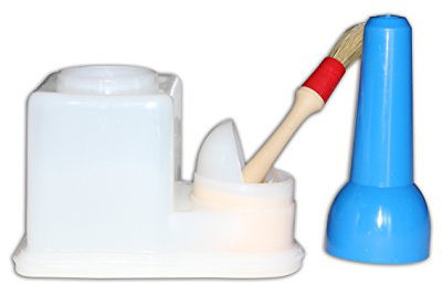 Recipiente con brocha, para pegamentos, masillas, ceras, colorantes, engrudos