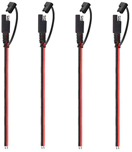 4 x 12 V SAE zu SAE Quick Disconnect Verlängerungskabel mit DC-Verbindungskabel Stecker 1 Fuß 18 AWG Gauge, DIY Sae Power Connector, 4 x Verlängerungskabel + 4 x Staubschutzkappe