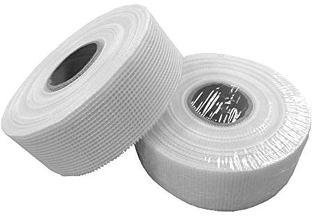 Glasfaser-Gewebeband selbstklebend | 5 Rollen à 50 mm x 90m | Rigips Fugenband reißfestes Reparaturband | Sehr vielseitiges doppelseitiges Gitterband | HP-AM075/050