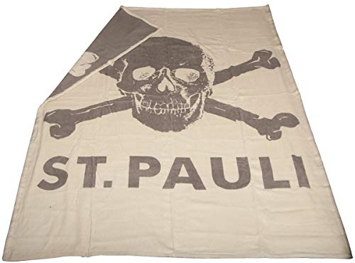 FC St. Pauli Decke Wolldecke Tagesdecke Kuscheldecke Totenkopf Grau