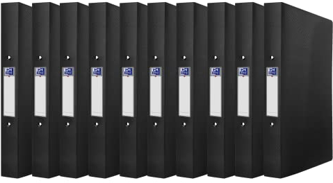 Oxford Ringbuch A4, Rückenbreite 4 cm, 2 Ringe, schwarz, 10 Stück