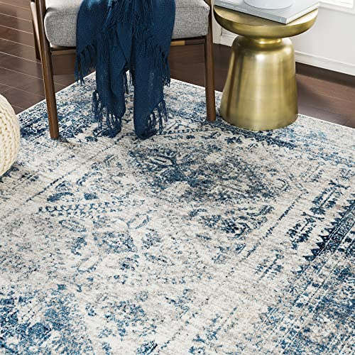 Livabliss Neelam Habana Vintage Rug, Living Room – 200x275 cm, Blue & Grey