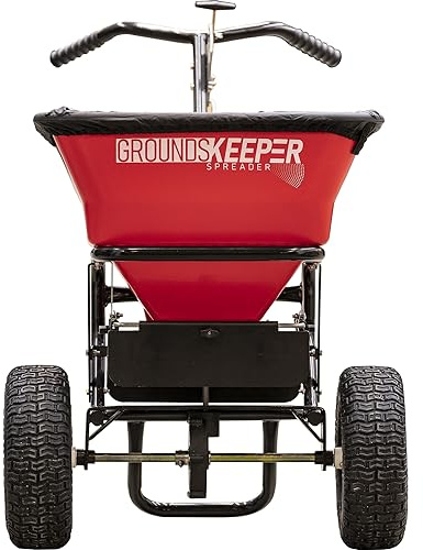 Buyers Products 3039632R Grounds Keeper All Season, Broadcast Walk Behind Push Spreader, 100lb Capacity, For Seed, Fertilizer, Winter Salt & Snow Melt, Included Grate & Cover With Enclosed Gearbox