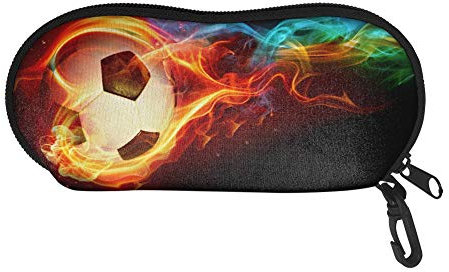 Showudesigns Football Eyeglasses Case for Kids Boys Sunglasses Case Organizer Travel Coin Pouch Soft Neoprene Eye Glasses Case with Clip