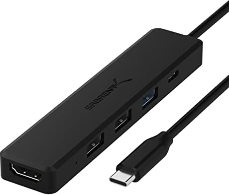 SABRENT Hub USB C 5 en 1, Ultra-Rapide 5 Gbps Adaptateur USB C vers HDMI 4K 60Hz, Dock USB C PD 100W, Stations d'accueil pour Ordinateur Portable Compatible avec MacBook, iPad et Steam Deck (HB-TC5P)