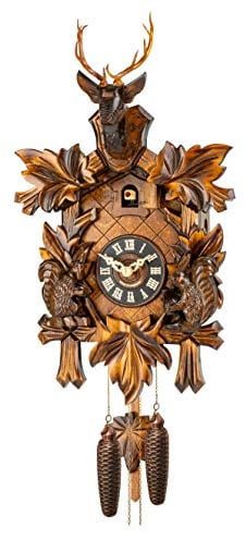 Engstler Kuckucksuhr 5-Laub, Hirschkopf