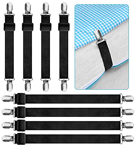KEELYY 8Pcs (15cm à 100cm) Tendeur Drap Housse, Attache Drap Housse Réglable,Tendeurs de Maintien Convient à Tous Lits et Matelas y Sofa (Noir)