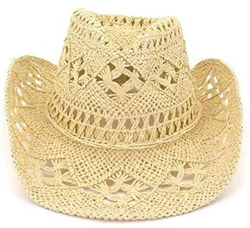 Froiny Verano Aire Libre Hueco Occidental Vaquero Sombreros Mano Tejido Sombrero De Paja Transpirable Playa Jazz Tapa