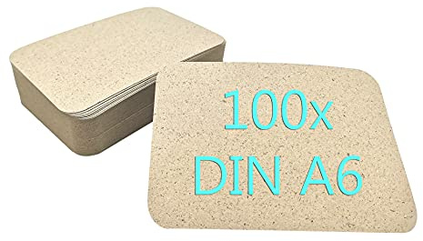 DIN A6 Postkarten Karteikarten Set Blanko zum Selbstgestalten Wahlweise mit Umschlägen und runden Ecken (Graspapier 280g/m², 100 Karten ohne Umschläge)