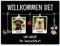 Hunde Schild personalisiert - Willkommen bei - Metallschild mit Foto und Name für außen, wetterfestes Türschild für Hundebesitzer - DIN A5-21 x 15 cm, Zwei Tiere, schwarz