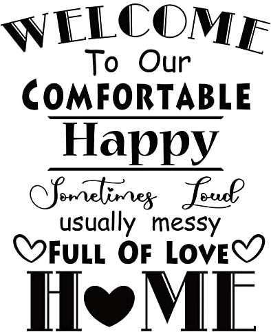 SUPERDANT Welcome to Our Full of Love Home Sweet Family Wall Sticker Family Wall Decal Cute Vinyl Inspirational Wall Art Quotes Decals for Front Door Living Room Home Decor 44x32 cm