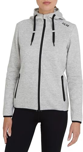 TCA Revolution Tech Hoodie Felpa con Cappuccio da Donna da Corsa con Tasca Zip - Grigio Chiaro, M