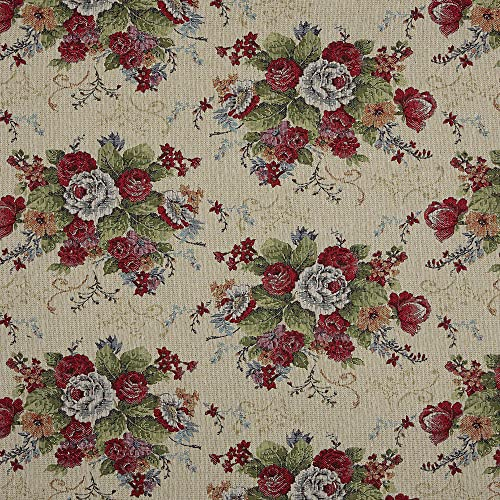 Kt KILOtela Polsterstoff, Möbelstoff, Jacquard Gobelin, Dekostoff, Modische Accessoires, Tischdecke, Vorhang, oder Dekoartikel, 100 cm Länge x 280 cm Breite, Asuan Floral Bouquet, Mehrfarbig - 1 Meter